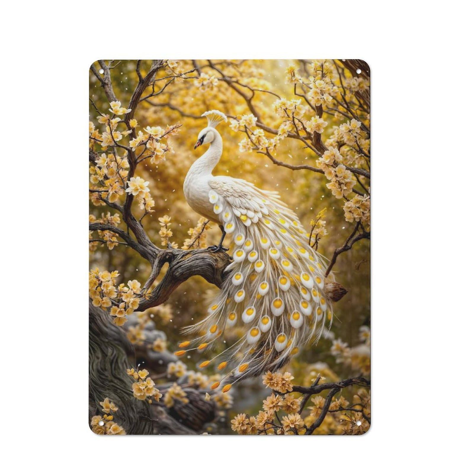 Junmoney Majestic Peacock In Bloom Tin Wall Plaque 40X30cm With For Man Cave Or Games Room, A Housewarming Gift For Leisure-Room Decor Enthusiasts