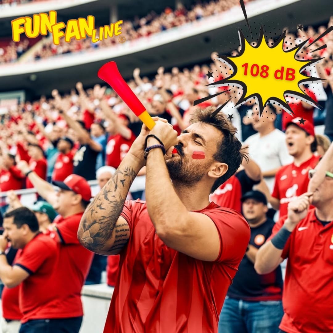 Confezione da 3 trombe in plastica Vuvuzela. Accessorio per Il Calcio e Le celebrazioni Sportive. Segnalatore Acustico per l'animazione.