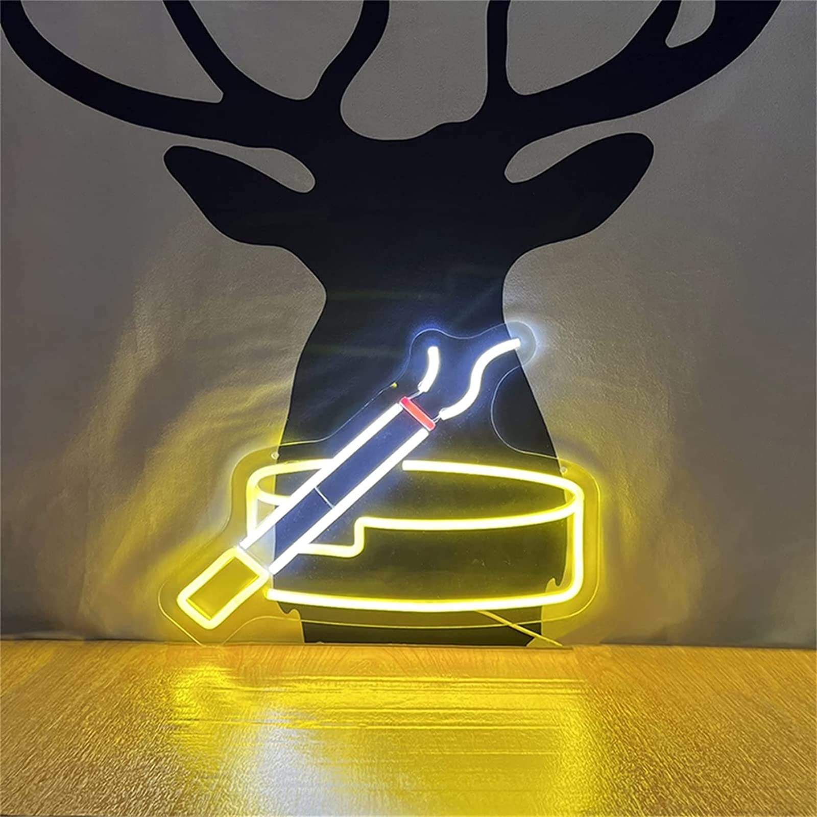 Cendrier Cigarette Enseigne Au Néon LED Modélisation Lumière Lettres Lumineuses Enseigne Panneau Acrylique Néon Lumière Décorative, 40X30cm