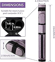 Vista 7 de Pool Cue Case, 2X2/2X4 Hard Pool Cue Case Pool Stick Carrying Case Billiard Pool Cue Stick Case for 2-Piece Cue Púrpura