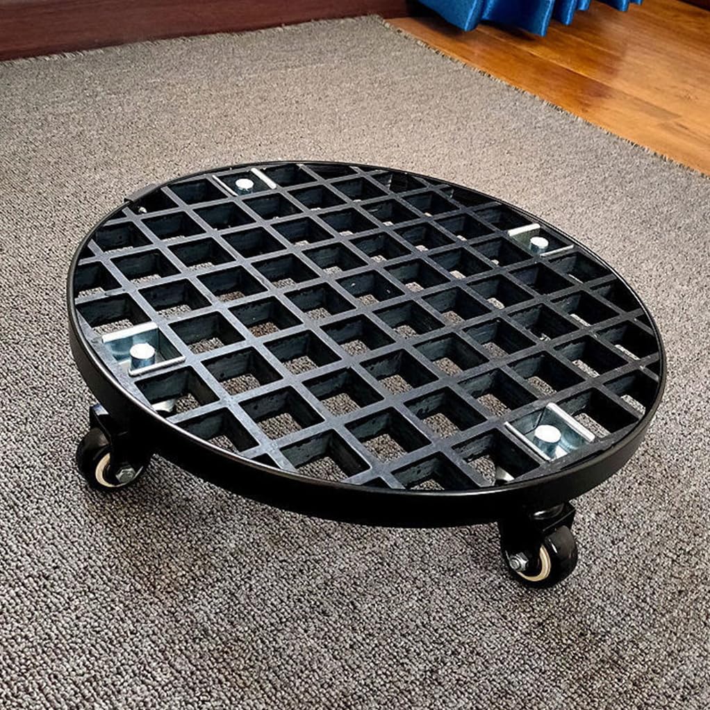 Chariot à plantes robuste avec roues, capacité de 200 kg, grand chariot rond à roulettes en polyuréthane de qualité industrielle, bord en aluminium, pour déplacer le plan en pot, blanc, 36 cm