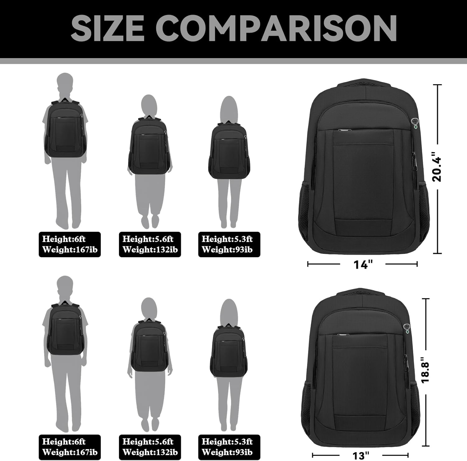 Large Travel Laptop Backpack, 17 Inch Laptop Backpack Airline Approved, Business Anti Theft Slim Sturdy Work Computer College High School Backpack Bag Fits 17.3 Inch Notebook for Men Women, Black - Image 6