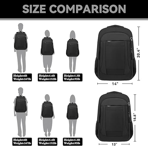 Miniatura 6 de Mochila de viaje para laptop, mochila grande para laptop de 17 pulgadas, Negro, 17 pulg., Mochilas de viaje