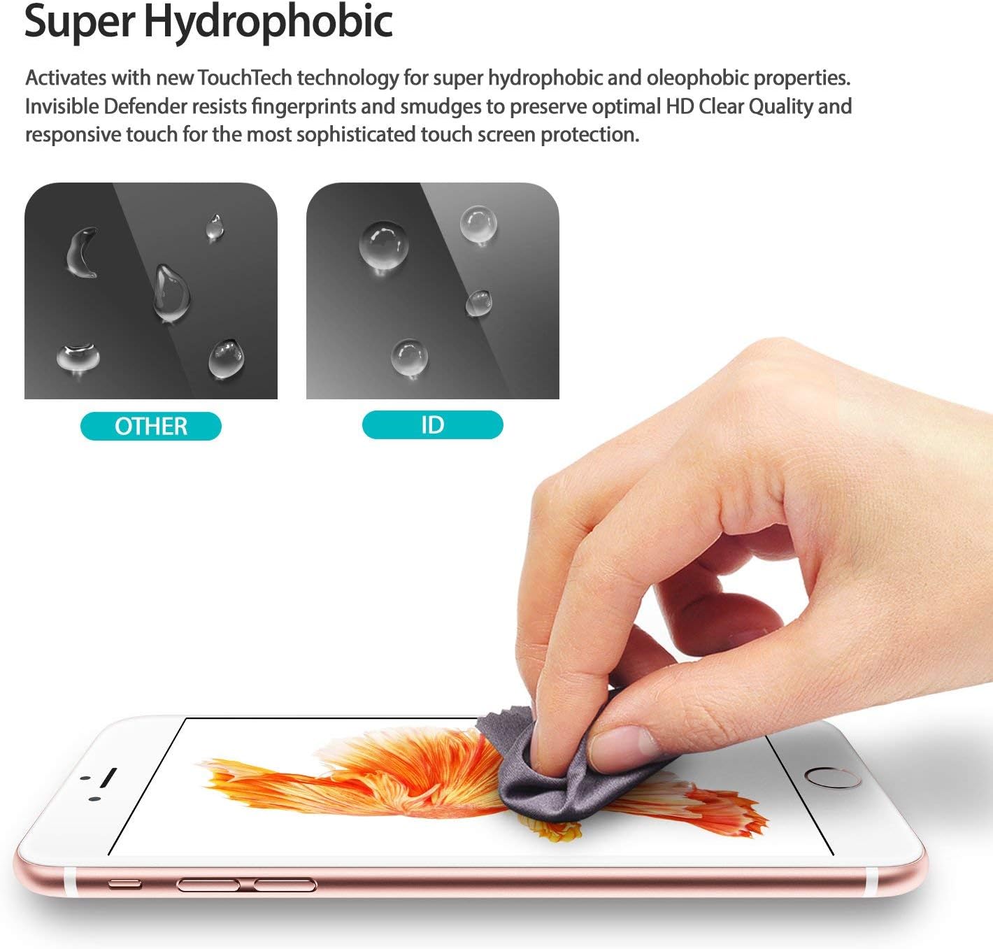 Ringke Screen Protector Compatible with iPhone 6S Invisible Defender (4 Pack) Clear Quality Case Compatible Perfect Touch Precision High Definition Clear Film for iPhone 6