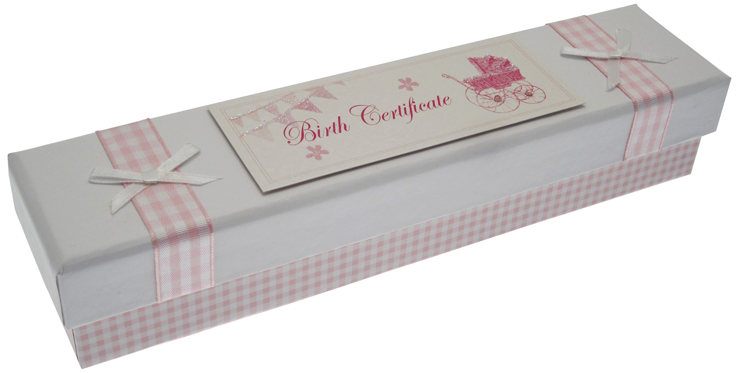 White Cotton Cards Girls Handmade Birth Certificate Holder, Pink, Bpp3