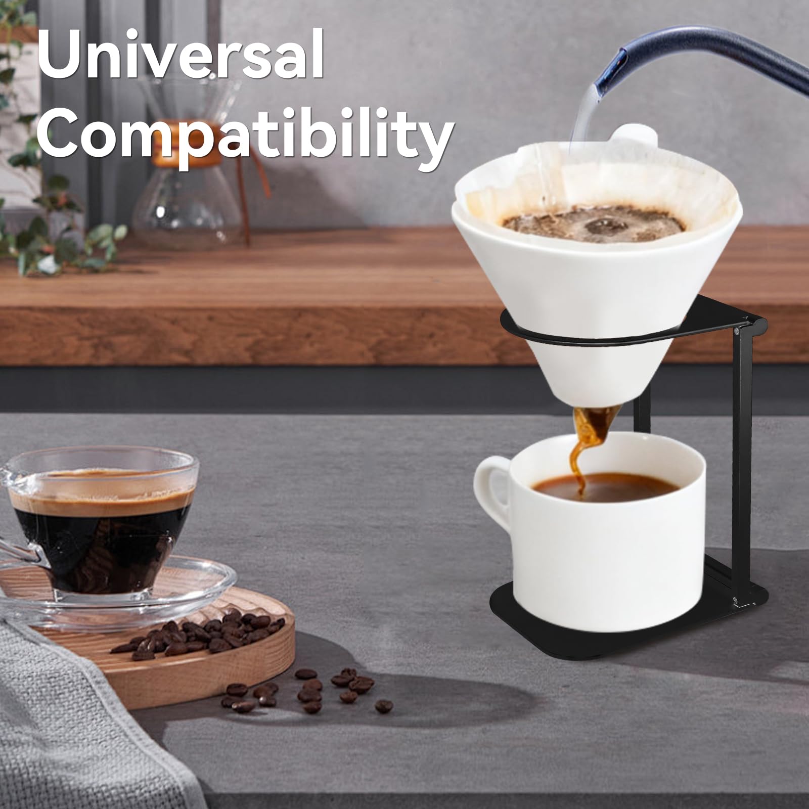 Soporte plegable para cafetera de viaje y espresso portátil, base negra para oficina hogar camping