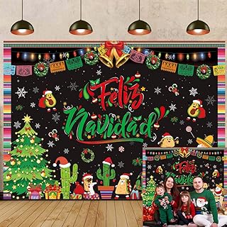 Feliz Navidad Christmas Party Backdrop Decoration Feliz Navidad Banner for Xmas Winter Holiday New Year Photography Background Spanish Merry Christmas Holidays Party Supplies (7X5FT)