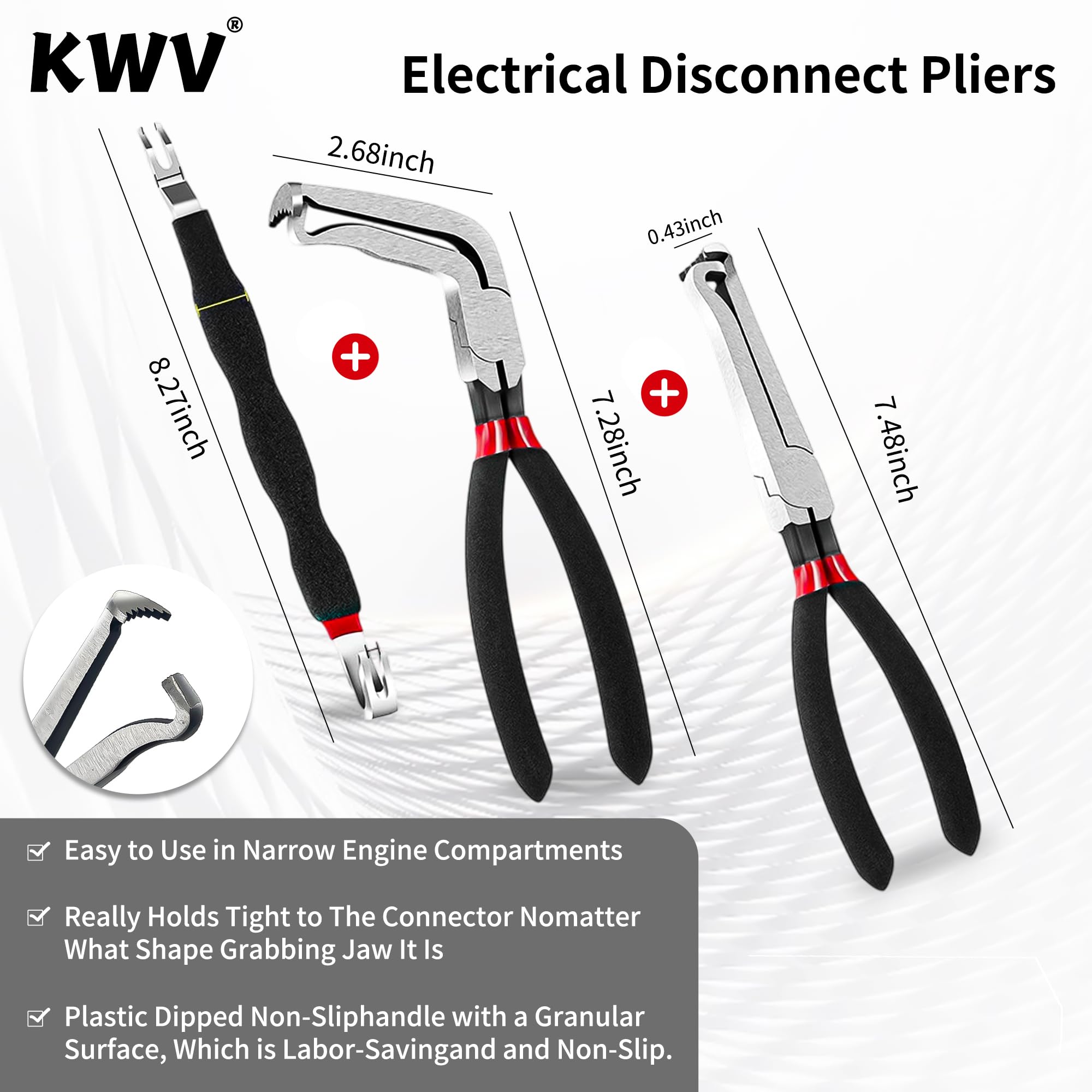 3Pcs Electrical Disconnect Pliers 37960, 37980 Electrical Connector Pliers for Cars, Fuel Line Petrol Clip Pipe Plier with 8 Pcs Terminal Removal Tools, Angled Wire Plug Removal Tool Set