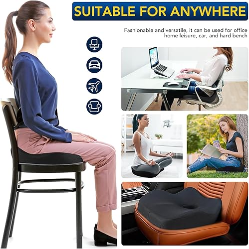 Miniatura 7 de Cojín de asiento de automóvil, almohadilla ergonómica de espuma viscoelástica para aliviar el dolor de ciática, cojín de asiento de conducción más