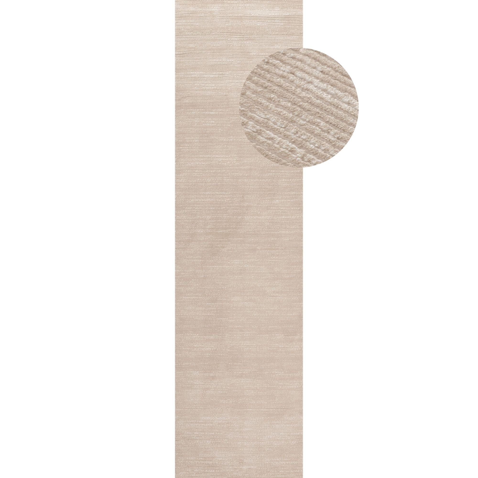 The Rugs Unisex Beige Carmel Modern Area Rug And Runner Striped Design Stain Resistant In 80Cm X 300Cm Kids