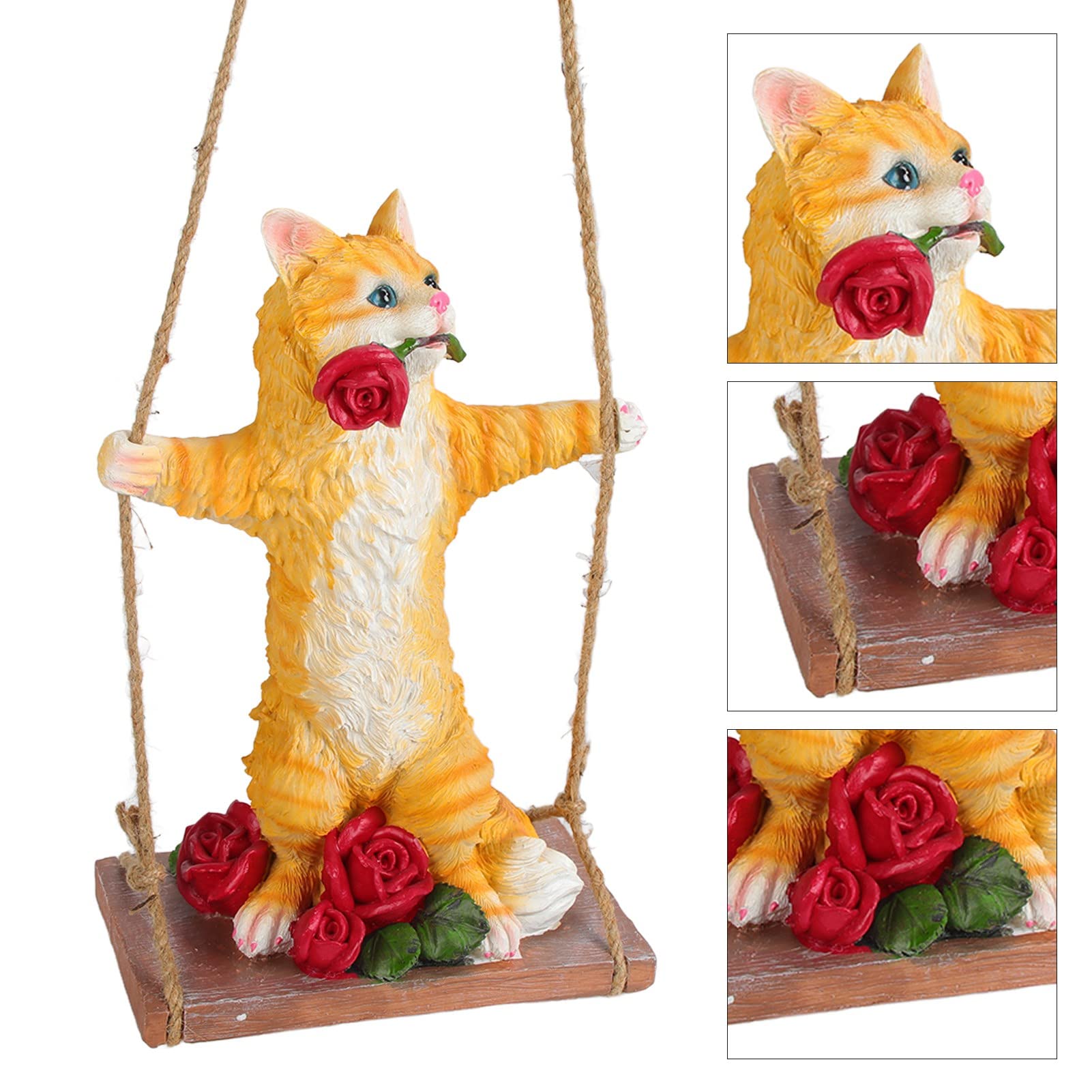 SIXRUN Statua di Gatto Oscillante in Resina per Decorazione da Giardino