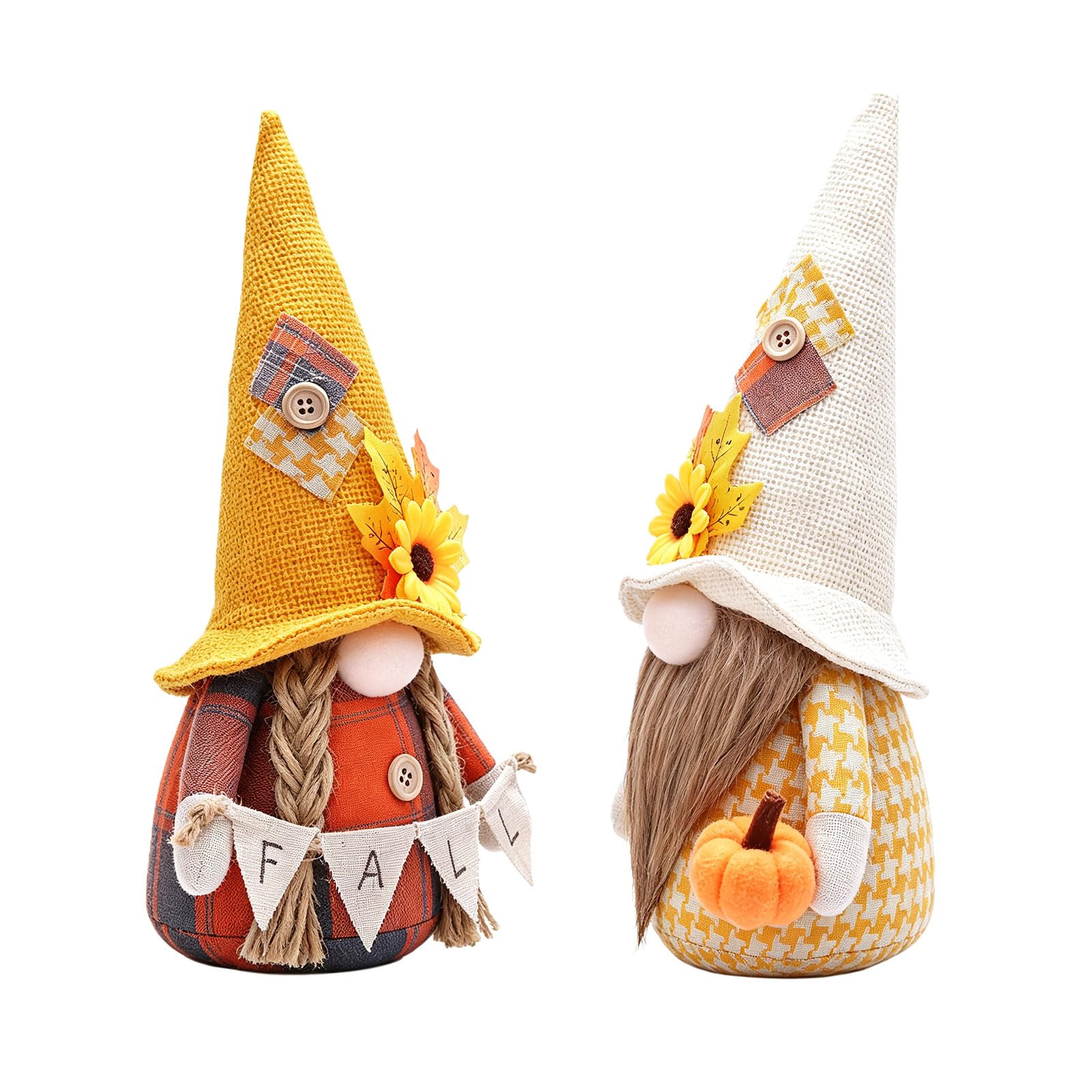 ZEPFJHE 2Pcs Autumn Themed Dwarf Ornament Plush Fall Gnomes Dolls Ornament for Indoor Decoration and Gift Giving Fall Gnomes Maple Doll