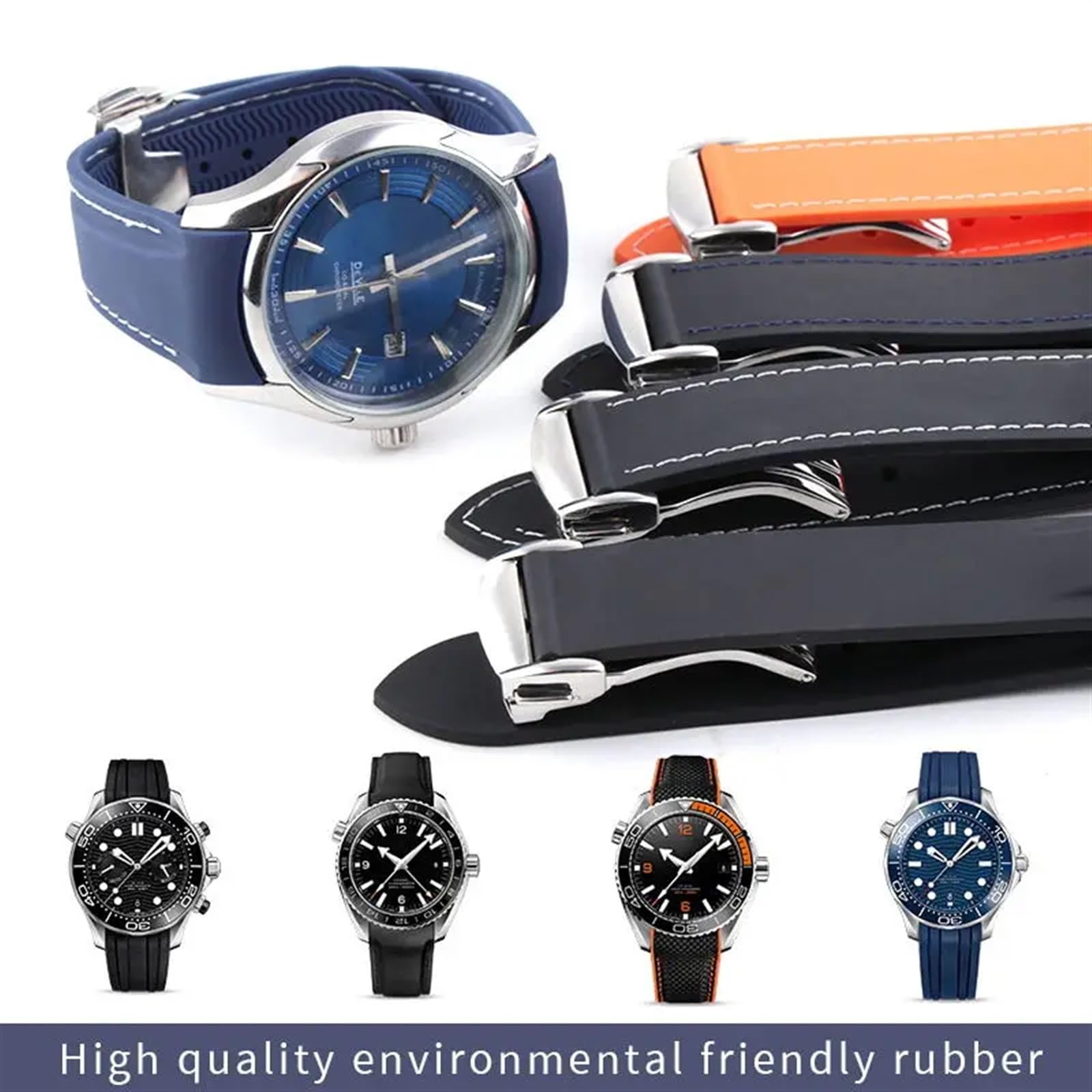 Cinturino per Orologio in Gomma con estremità Curva da 20 mm e 22 mm per Cinturini per Orologi con Fibbia Pieghevole Braccialetti di Lusso Cinturini in Silicone