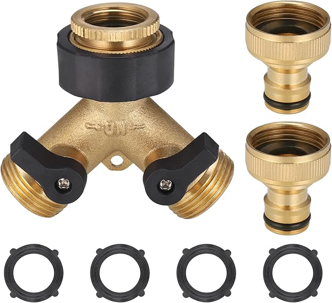 Vcsjw 2-Wege Wasserverteiler 3/4 Zoll - Messing Y-Verteiler Für Garten & Haus