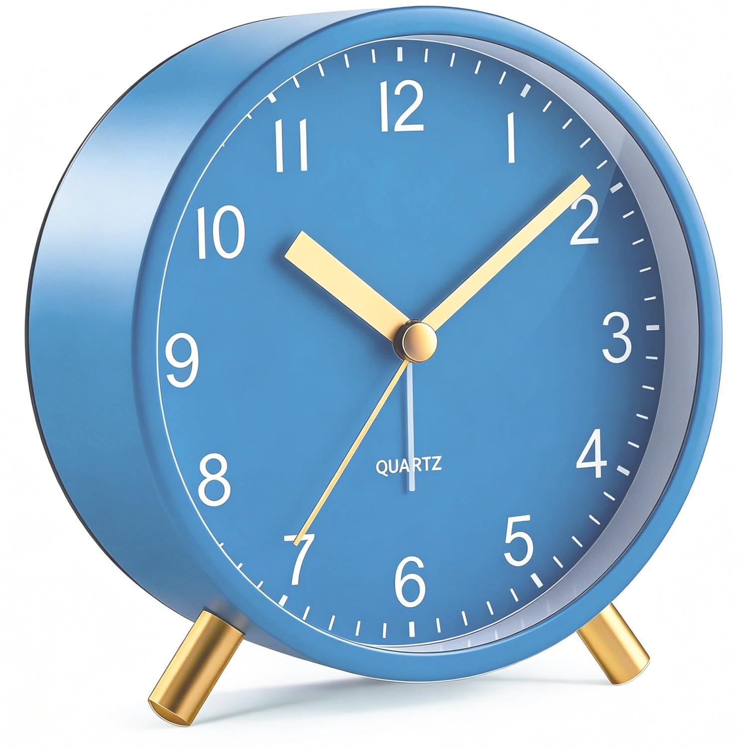 Azxb Analog Alarm Clock, Silent Non-Ticking with Night Light, Fashionable Round Metal Alarm Clock for Office, Battery Operated, Bedroom, Elderly, Adults, Children, Student Gifts — image 1