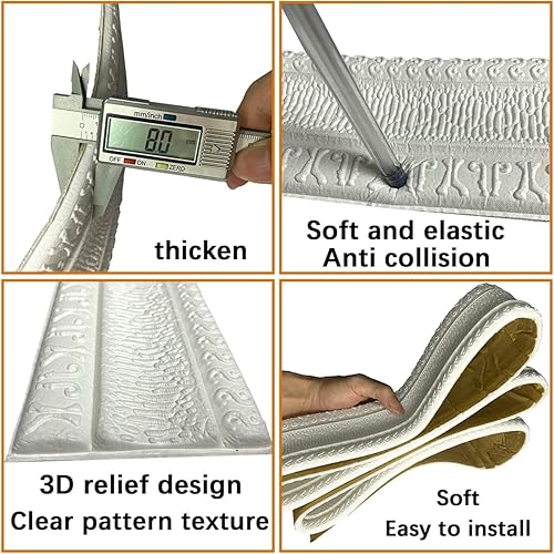 Miniatura 5 de Yutianli Moldura de corona para despegar y pegar, borde flexible de pared, base de pared autoadhesiva, base de vinilo autoadhesiva, moldura de pared