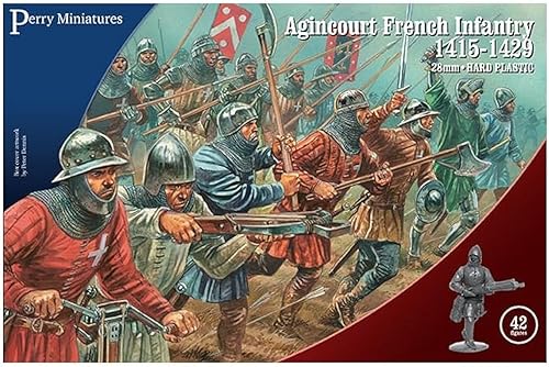 Perry Miniatures - Set AO 50 Agincourt Infantería Francesa 1415-29 Juego de soldados de juguete de plástico de 1.102 in