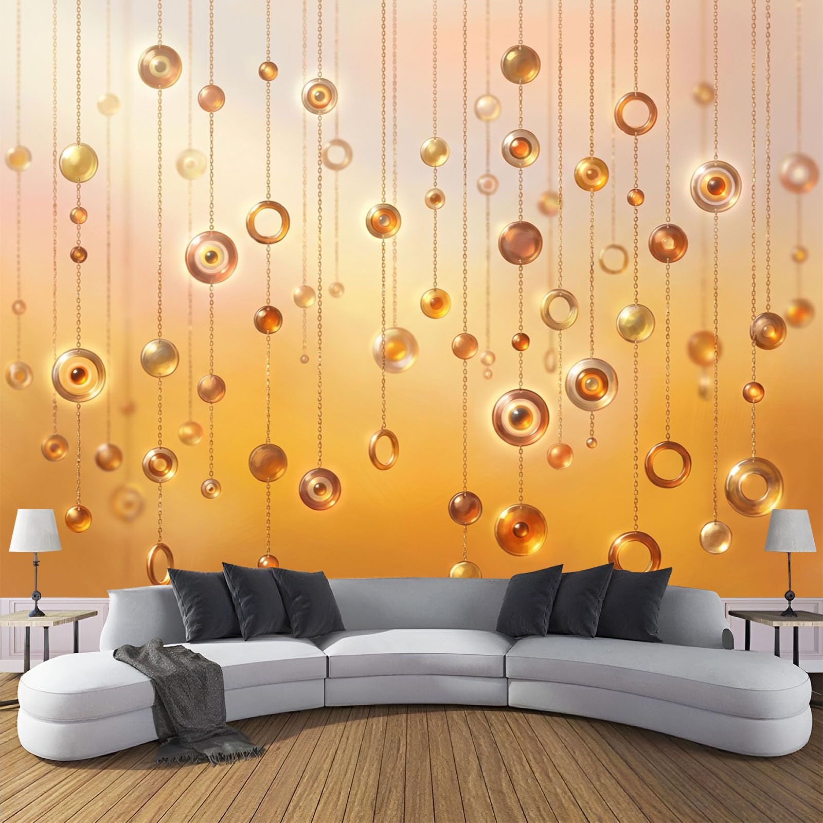 Papier peint panoramique XXL 3D orange 300x210 cm pour décoration de salon
