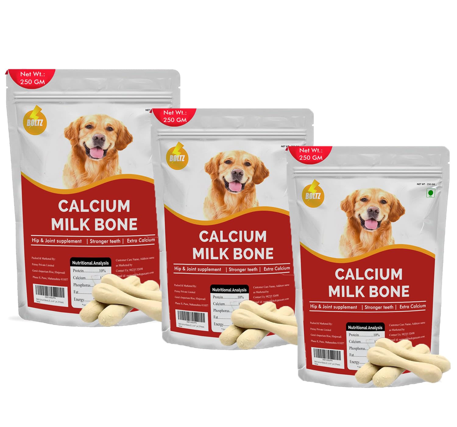 Boltz Calcium Milk Bone for Dogs & Puppies (25 in 1) Dog Supplement, 3" Dogs Calcium Milk Bones, Healthy Treat for Dogs of All Life Stage (Pack of 3, 750Gm) (B0D86SZX4D) Amazon Price History, Amazon Price Tracker