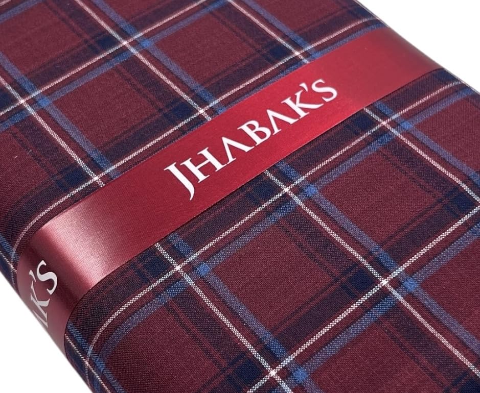 Image of JHABAK'S Cotton Blend Unstitched Checkered Fabric for Men - 2.35m Shirt Piece / 3m Kurta Piece - Width 36 Inches