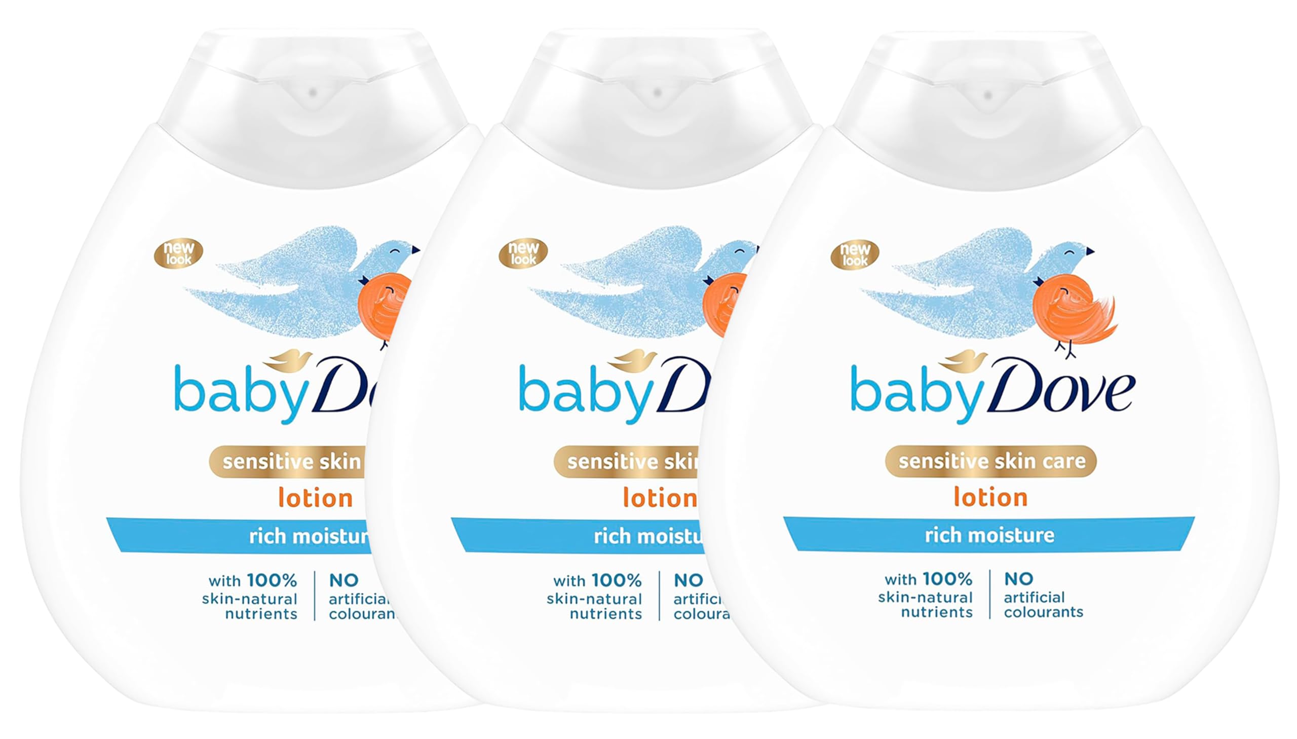 Baby DoveRich Moisture Baby Lotion - Soothing & Nourishing for Newborns & Infants, Gentle Moisturiser for Dry, Sensitive Skin, Daily Skincare with Delicate Scent, All-Day Hydration - 200ml, Pack of 3