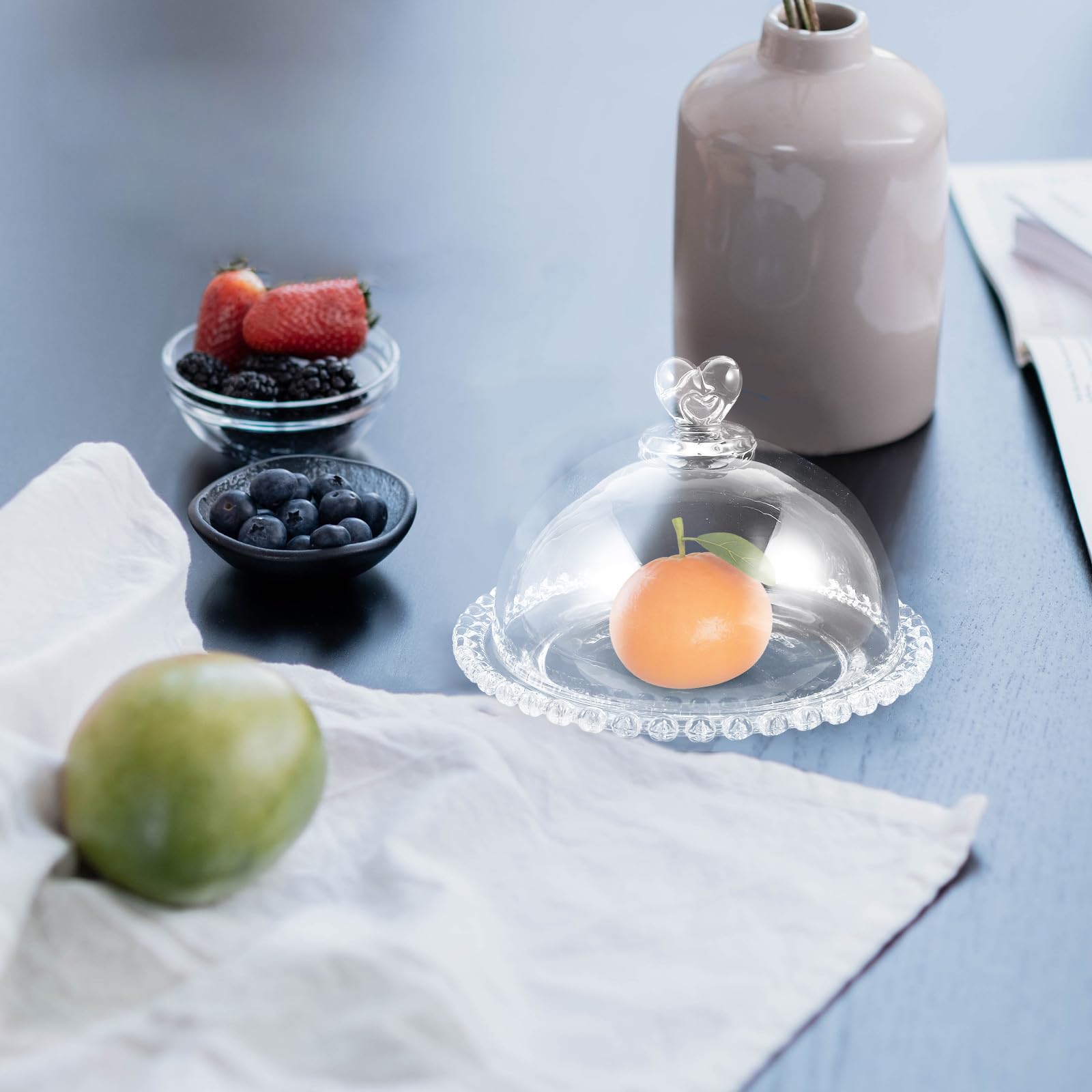 Bandeja de Cristal Diseño Multifuncional para Tartas Cúpula Transparente Mantiene los Alimentos Frescos y Seguros para Eventos y Reuniones
