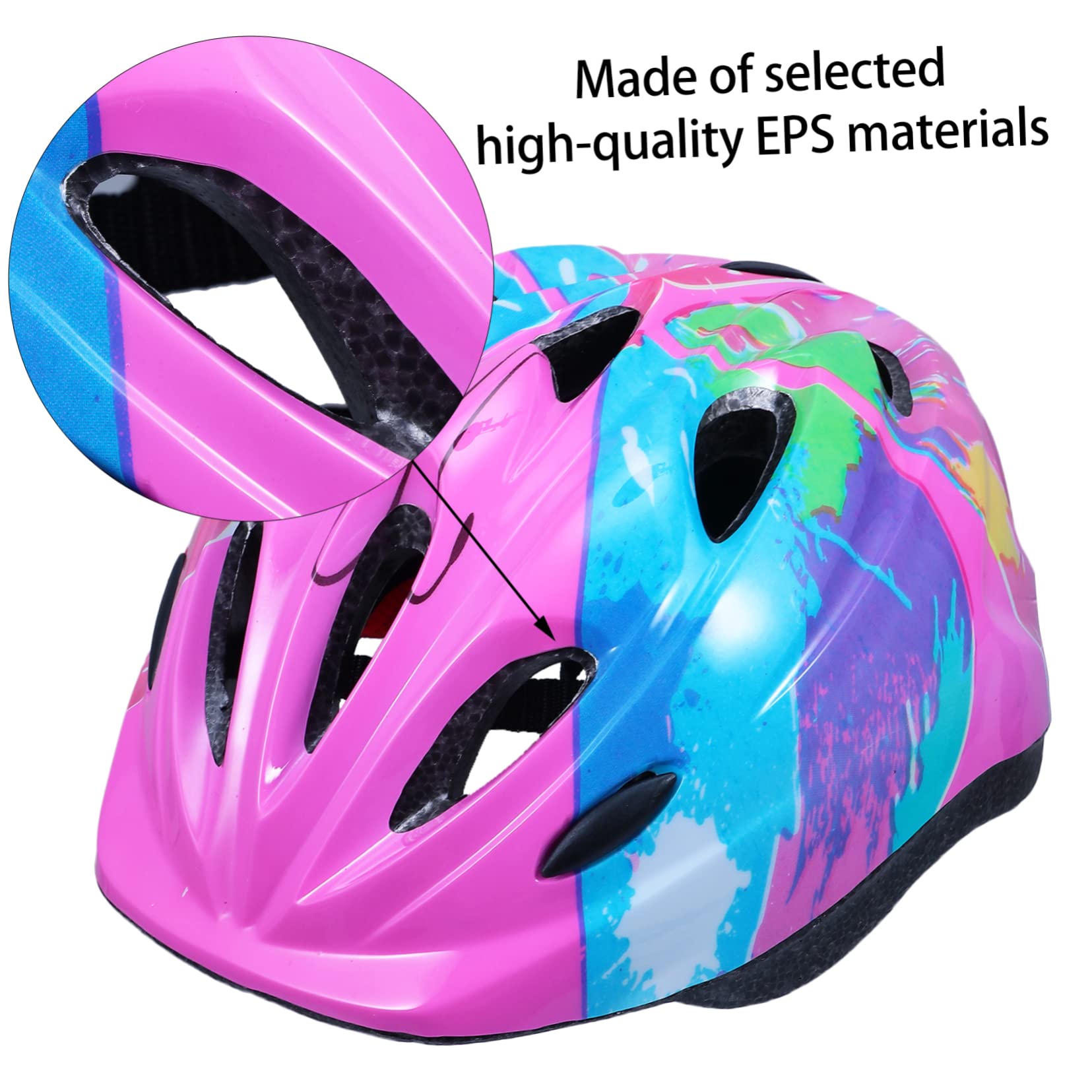 BESPORTBLE 2pièces Casque De Vélo pour Garçon Fille Casque De Protection Ajustable Et pour Activités De Plein Air Motif Floral
