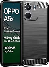 Ultimate Black Armor Back Cover Case for Oppo A5x 5G; Sleek, Stylish, and Unbeatable Protection | Carbon Fiber Rugged Armor (Black).