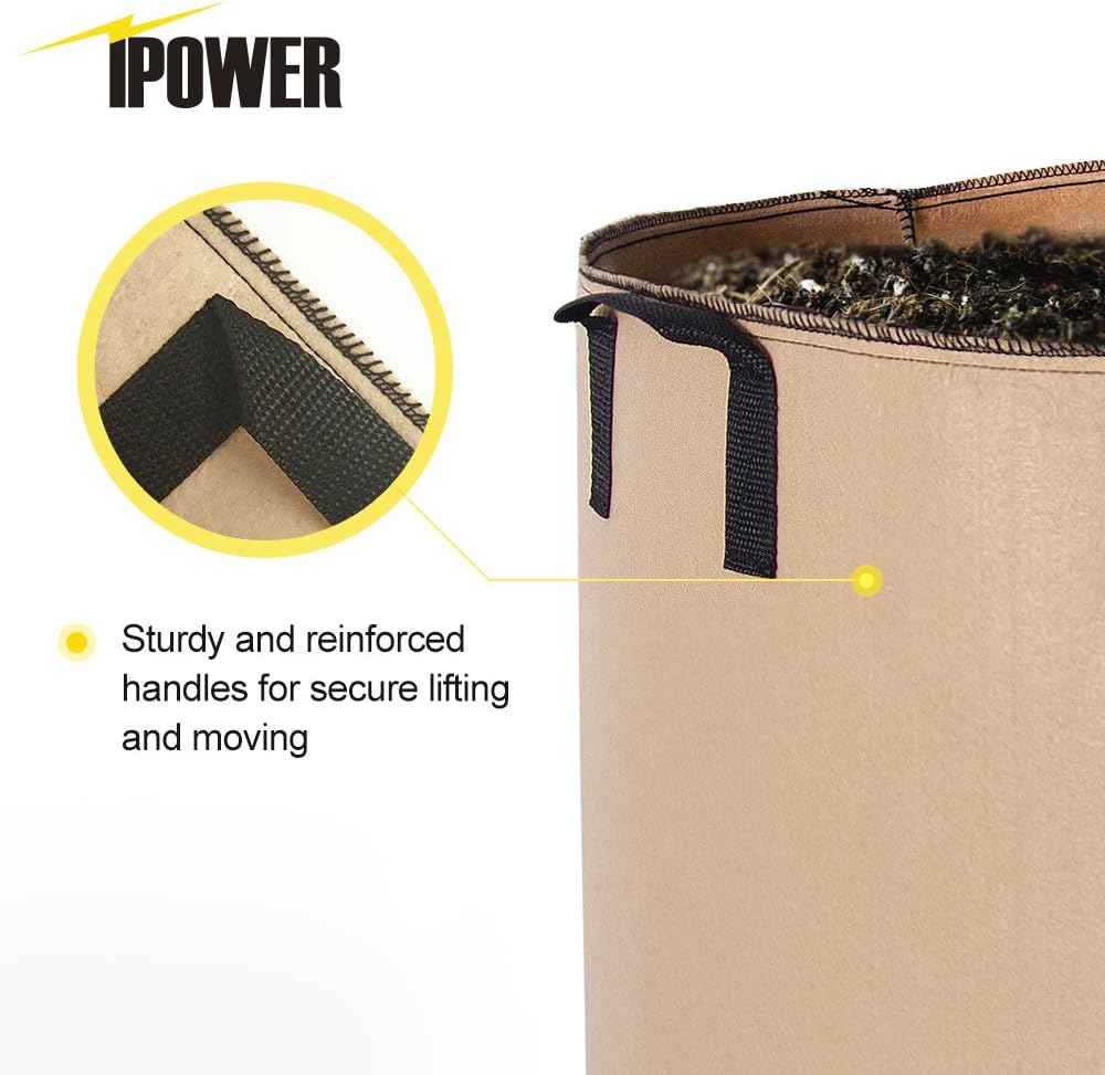 iPower 5-Pack 20 Gallon Grow Bags Nonwoven Fabric Pots Aeration Container with Strap Handles for Garden and Planting, Tan : Everything Else