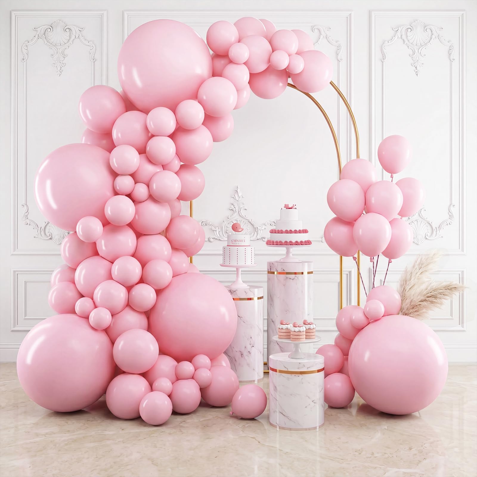 RUBFAC Pastel Pink Balloons Different Sizes Light Pink Balloon Arch 154pcs | Balloon Garland for Mother's Day Birthday Valentine's Day Baby Shower Gender Reveal Wedding Party Decoration