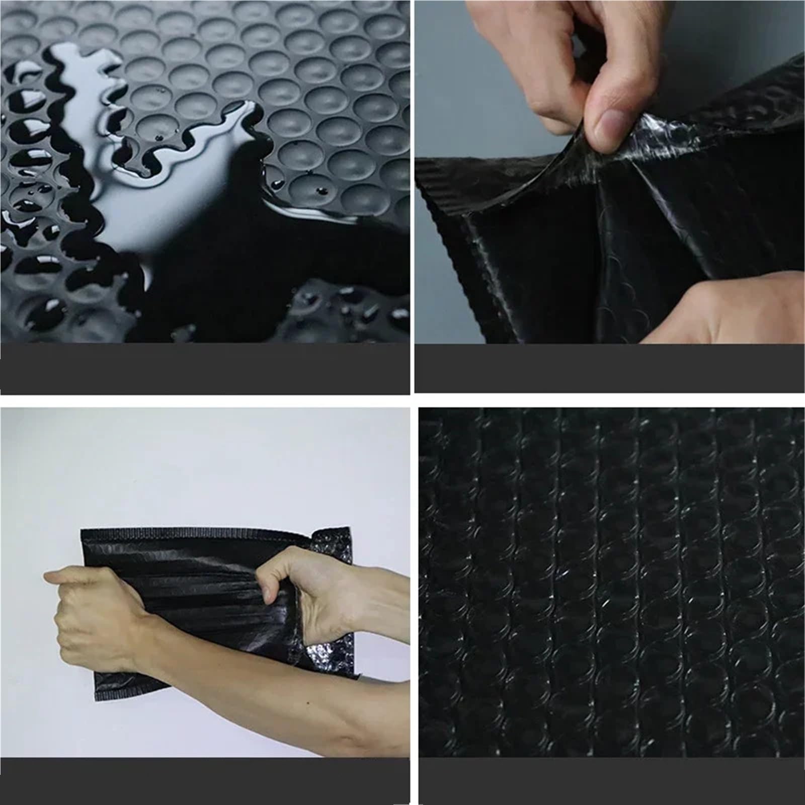 50PCS Buste postali a bolle nere a busta in schiuma imbottite con sigillo automatico Borsa a postale Pacchetti di spedizione per Imballaggio(Black)