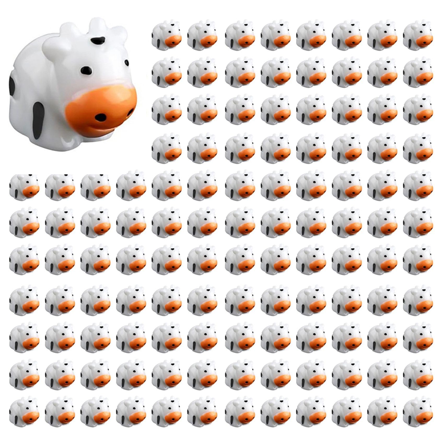 Vjsujehgy 120pcs Cute Mini Cows Figurines, Tiny Miniature Resin Cow Mini Cow Ornaments Resin Animals for Landscape House DIY Craft