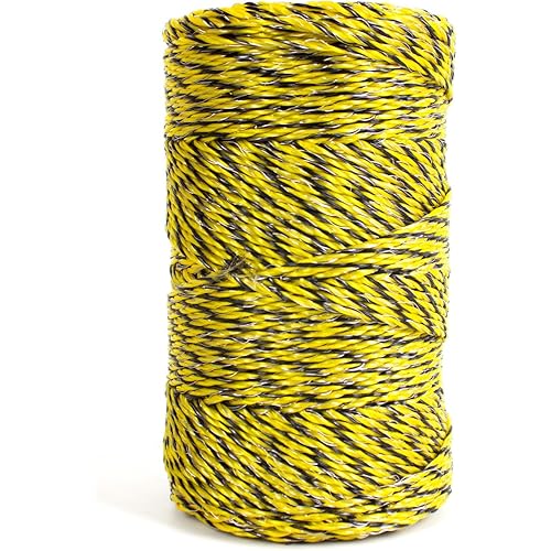 Electric Fence Wire 656 Feet/200 Meters, Upgraded 6 Stainless Steel Strands Conductors, UV Wear Rust Resistant, Portable Polyrope Electric Fence Polywire for Livestock