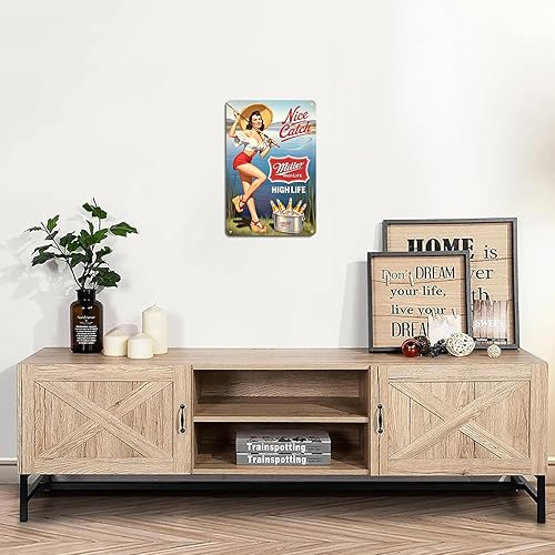 Miniatura 2 de High Life Beer Pin Up Girl Fishing tin sign Vintage Beer Advertisement Metal Sign Print Aesthetic for Garden Yard Bar Porch Home Bedroom Kitchen