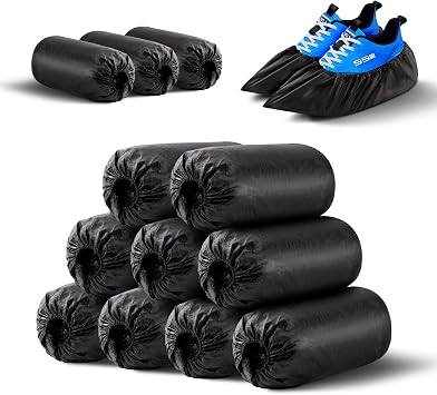 HUADYMEET Shoe Covers Disposable Non Slip For Indoors 100Pack50 Pairs Waterproof Shoes Protector Cover Durable Boot Booties Covers Fits up to size 11 US Men and 13 US Women,Large,Black