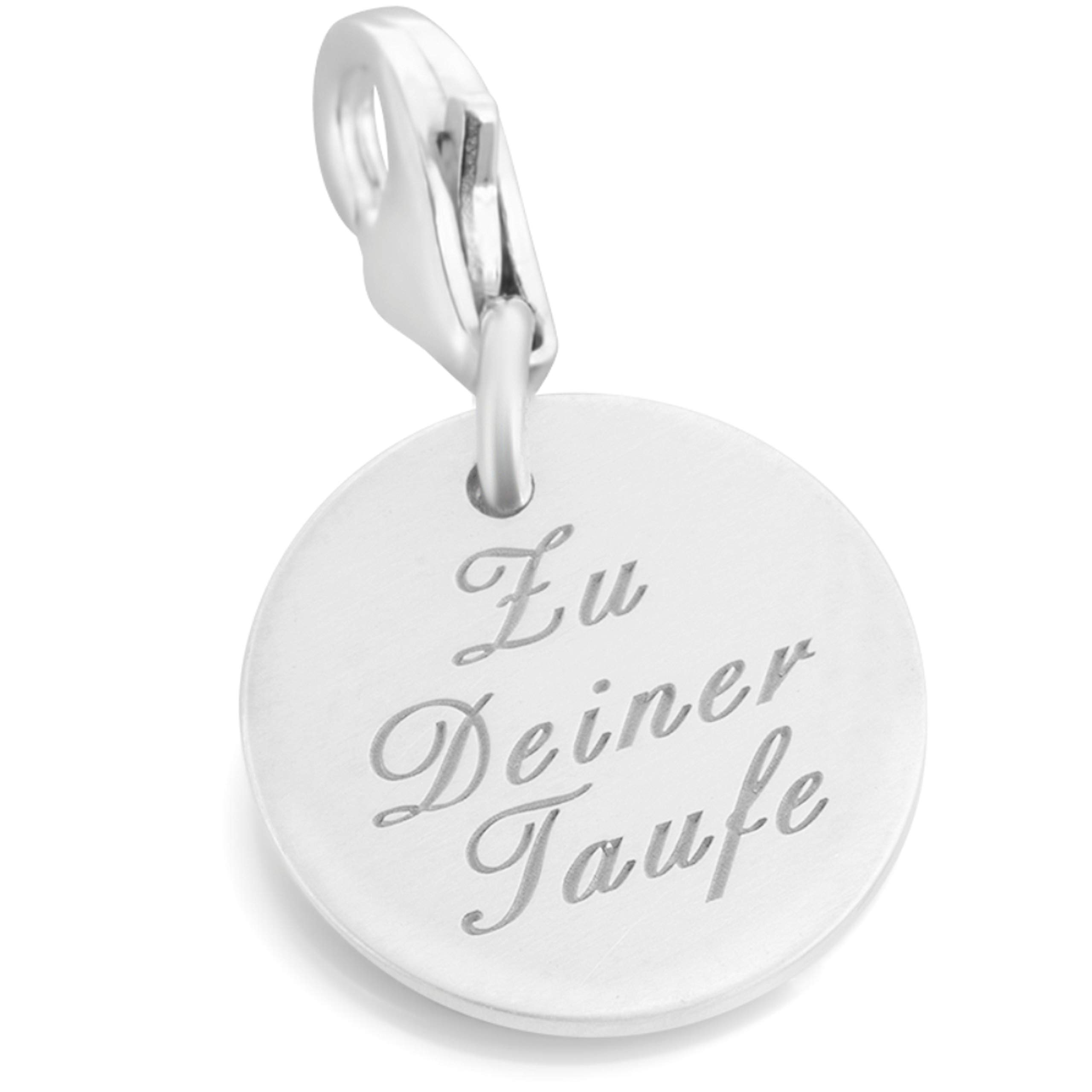 Charm Anhänger mit Gravur zur Taufe oder Kommunion Silberschmuck mit Namen Charm personalisierbar für Armband oder Kette Freundschaft Geschenk | HANDMADE IN GERMANY