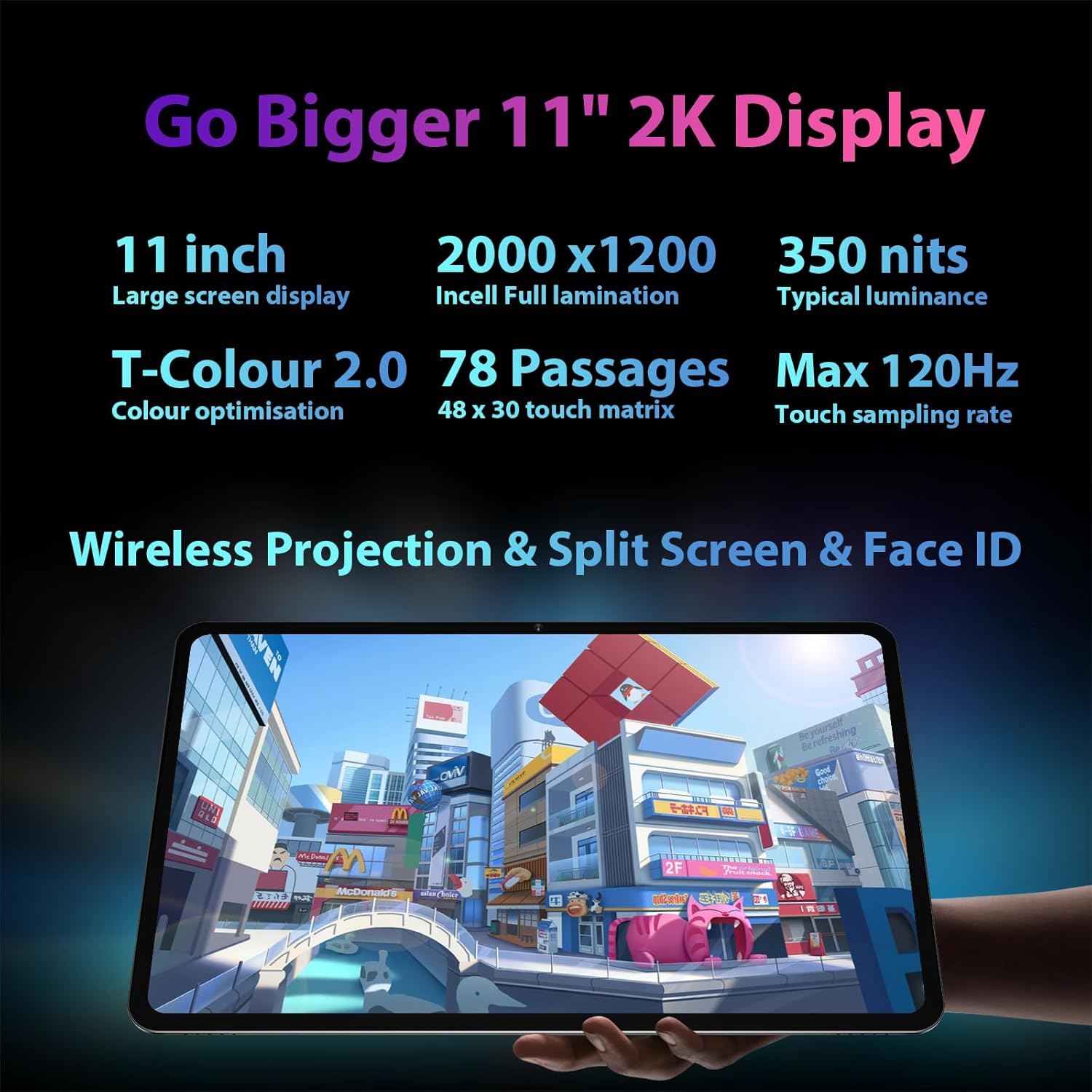 TECLAST 2K Tablet 11 Pollici T50 Android 13 Tablet Gaming, 16GB RAM+256GB ROM(TF 2TB), 4G LTE Dual SIM+5G WiFi, T616 Octa-Core 2.0GHz, TDDI 2000x1200 IPS, 20MP Camera/BT5/Widevine L1/GPS/7500mAh-2024 TECLAST 2K Tablet 11 Pollici T50 Android 13 Tablet Gaming, 16GB RAM+256GB ROM(TF 2TB), 4G LTE Dual SIM+5G WiFi, T616 Octa-Core 2.0GHz, TDDI 2000x1200 IPS, 20MP Camera/BT5/Widevine L1/GPS/7500mAh-2024