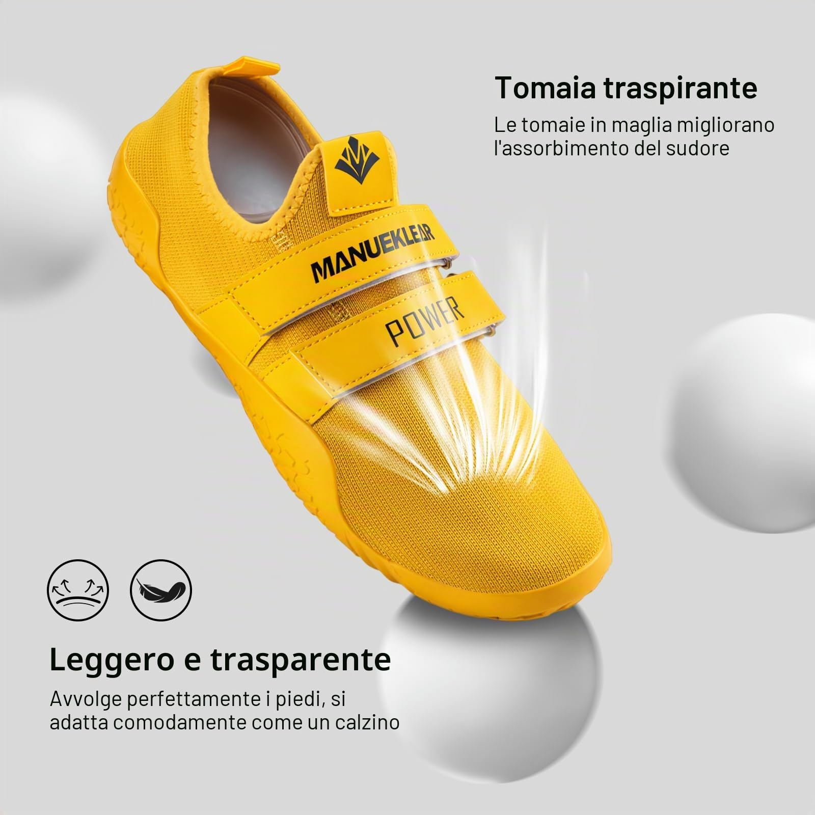 MANUEKLEAR - Scarpe da Sollevamento Pesi per Uomo e Donna, Scarpe da Squat per Sollevamento Pesi, Fitness, Cross-Trainer a Piedi Nudi, Palestra