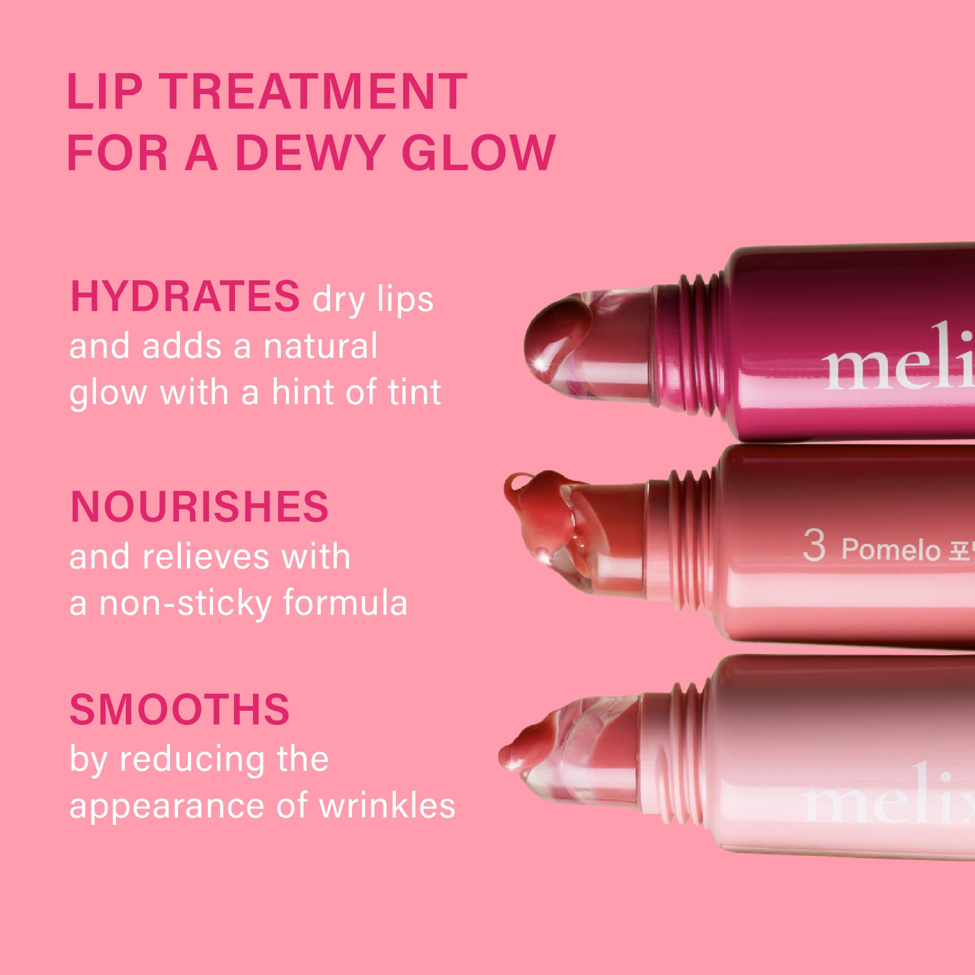 Melixir Vegan Lip Treatment, Sheer Tinted Lip Balm for Instant Hydration & Shine, Moisturizing Lip Gloss, Infused with Vegan Collagen & Jojoba Oil, Cruelty-Free, Korean Skincare-4 Berry(0.5oz/15g)