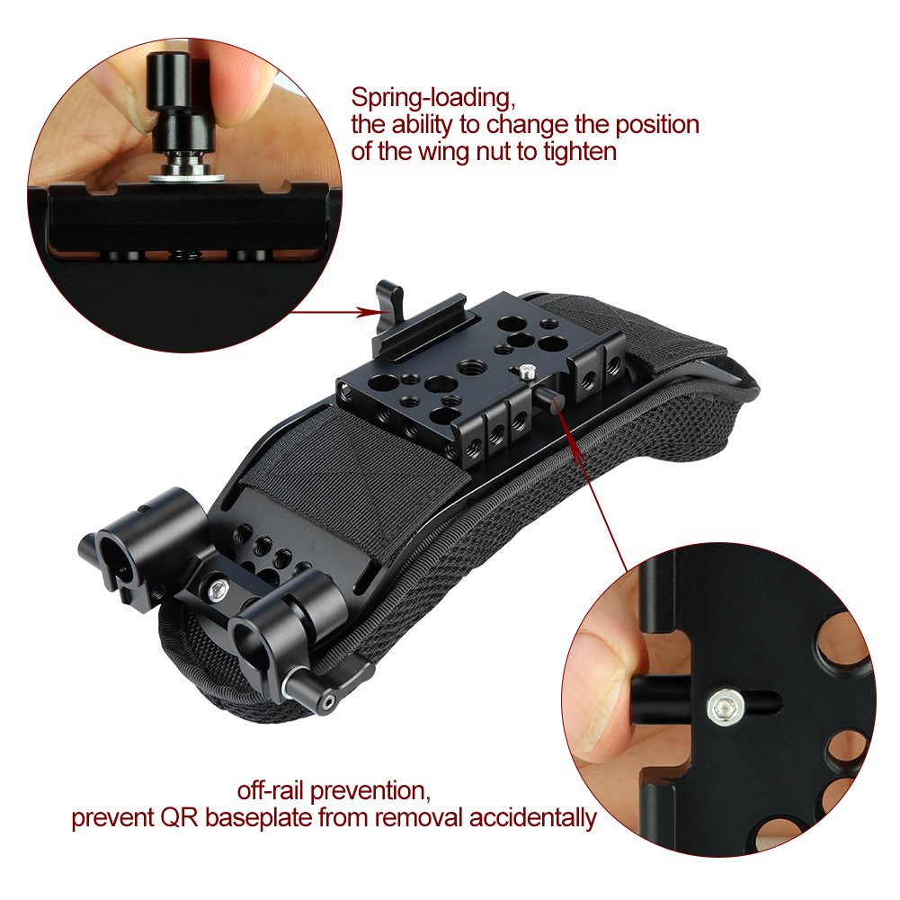 NICEYRIG Épaulière 15 mm avec Dégagement Rapide Plaque de Base 15 mm Rod Clamp pour Vidéo Caméscope Caméra DV/DC Système de Support DSLR Rig