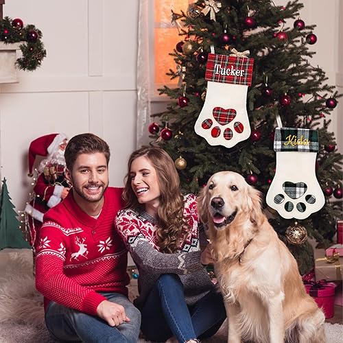 Miniatura 7 de Medias de Navidad personalizadas para perros y gatos, nombre personalizado de 18 pulgadas, diseño de pata de mascota, diseño de pata de mascota,