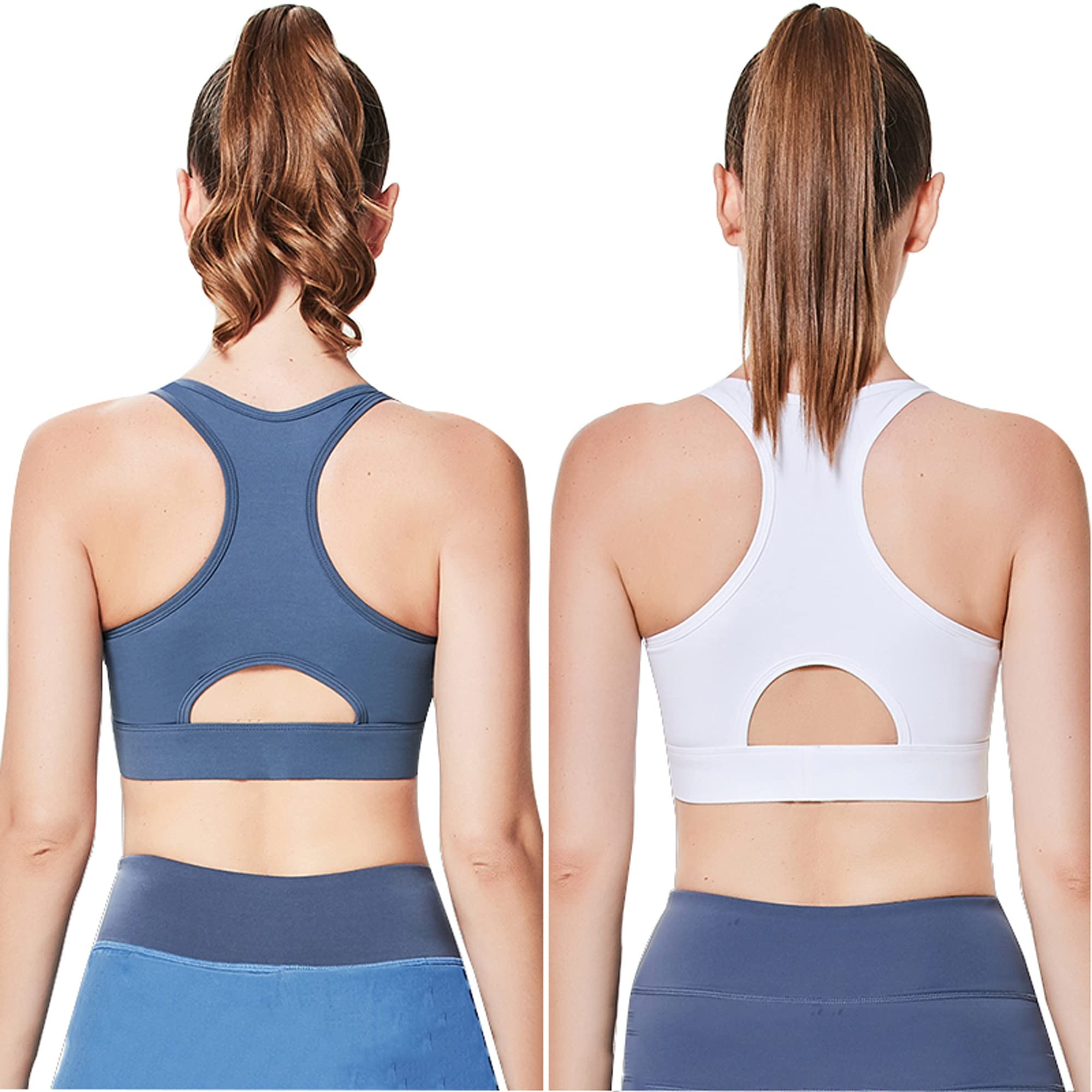 Lot de 2 soutiens-gorge de sport sans couture et confortables pour femme - Rembourrés sans fil - Grande taille - Couleur : F - Taille XL