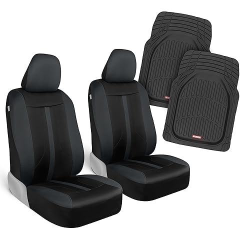 Motor Trend (2 Car Seat Covers for Front Seats with (2) Trimmable Car Floor Mats – Universal Fit Auto Accessories for Cars, Trucks, SUVs, Vans – Interior Protection and Vehicle Interior Shield Combo