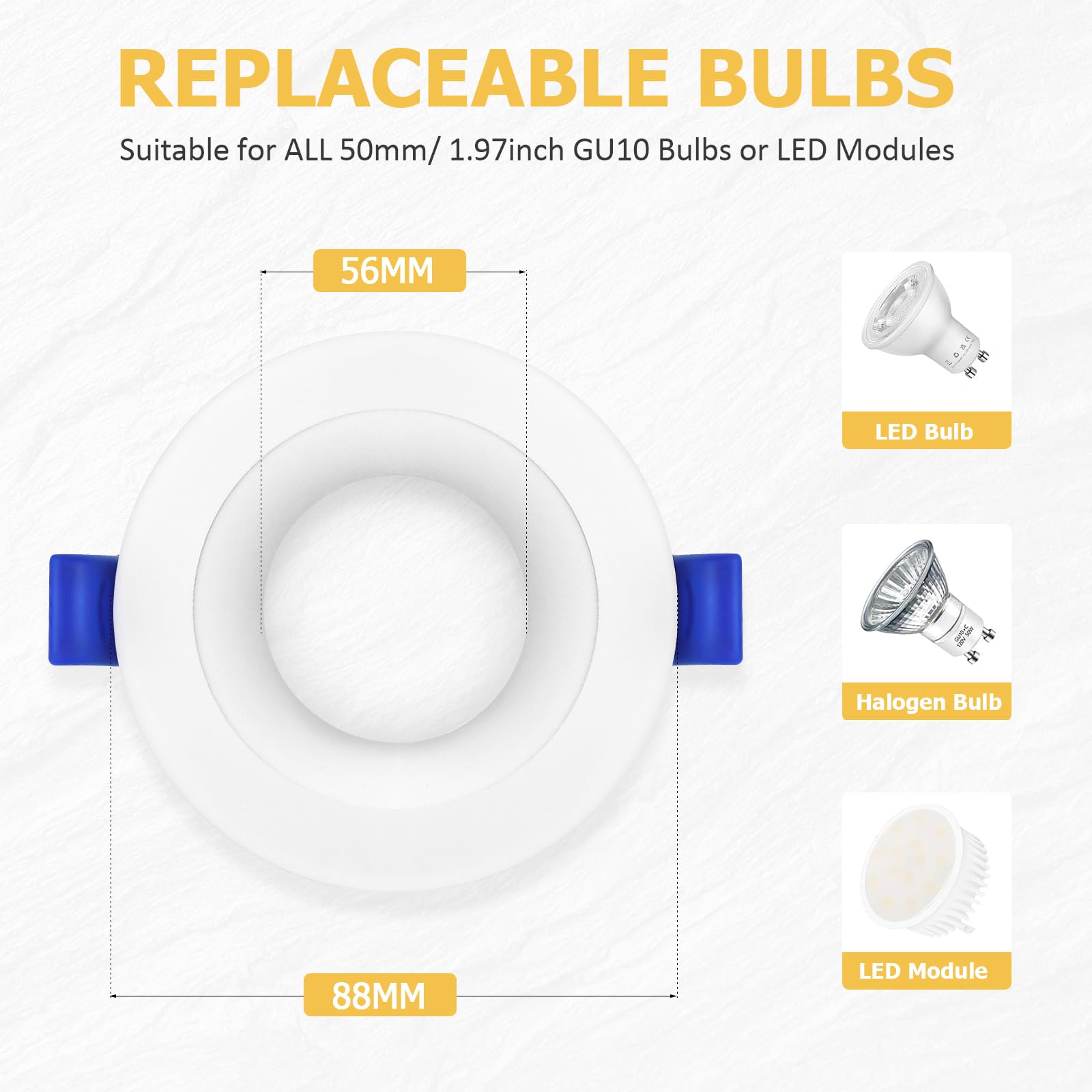 Reflektor LED do zabudowy 230 V 4000K, IP65, 68-75 mm, 6 szt., biały