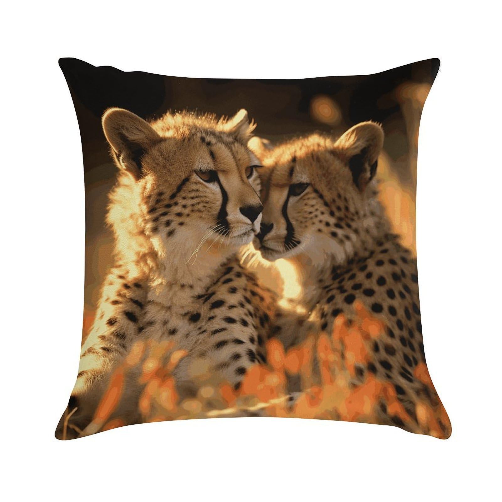 Khauerbc Cheetah Love Soft Cozy Throw Pillow Covers Decorative Cushion Covers Plush Boho Farmhouse Pillow Case With Zipper Throw Pillowcase For Bed Sofa Living Room Bedroom