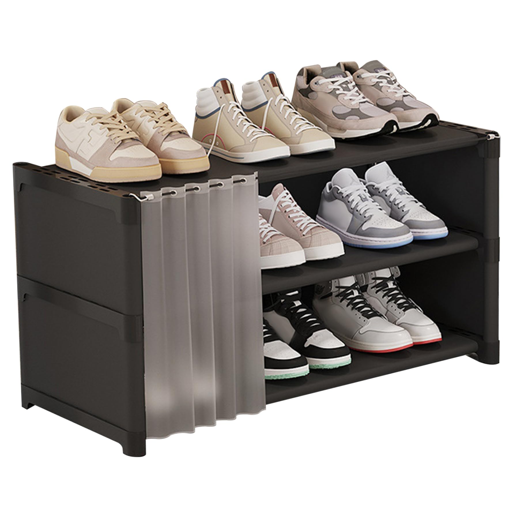 Étagère à chaussures robuste 3 niveaux pour optimiser les petits espaces