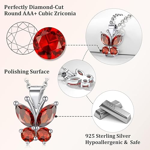 Vista 2 de Bestyle Collar de Mariposa Linda con Piedra de Nacimiento para Mujeres, Collar de Gargantilla de Cadena Bonito y Deslumbrante en PlataOro, Gran