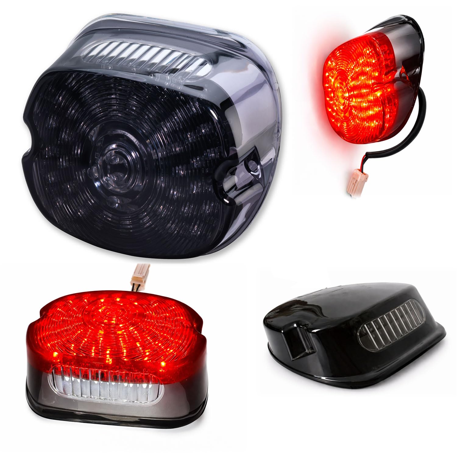 Germany Motorsports Motorrad Mini LED Rücklicht passend für Harley Davidson Modelle schwarz getönt e-geprüft