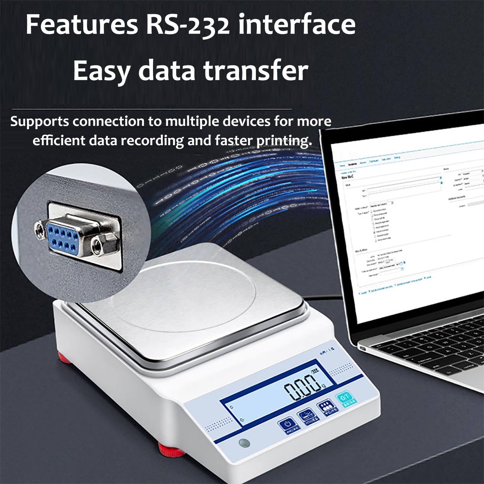 Balanza hidrostática con precisión de 0,01 g – Balanza Digital de Laboratorio para medición de Densidad y Volumen de sólidos, báscula subacuática, batería de Litio de 7,4 V 10000g