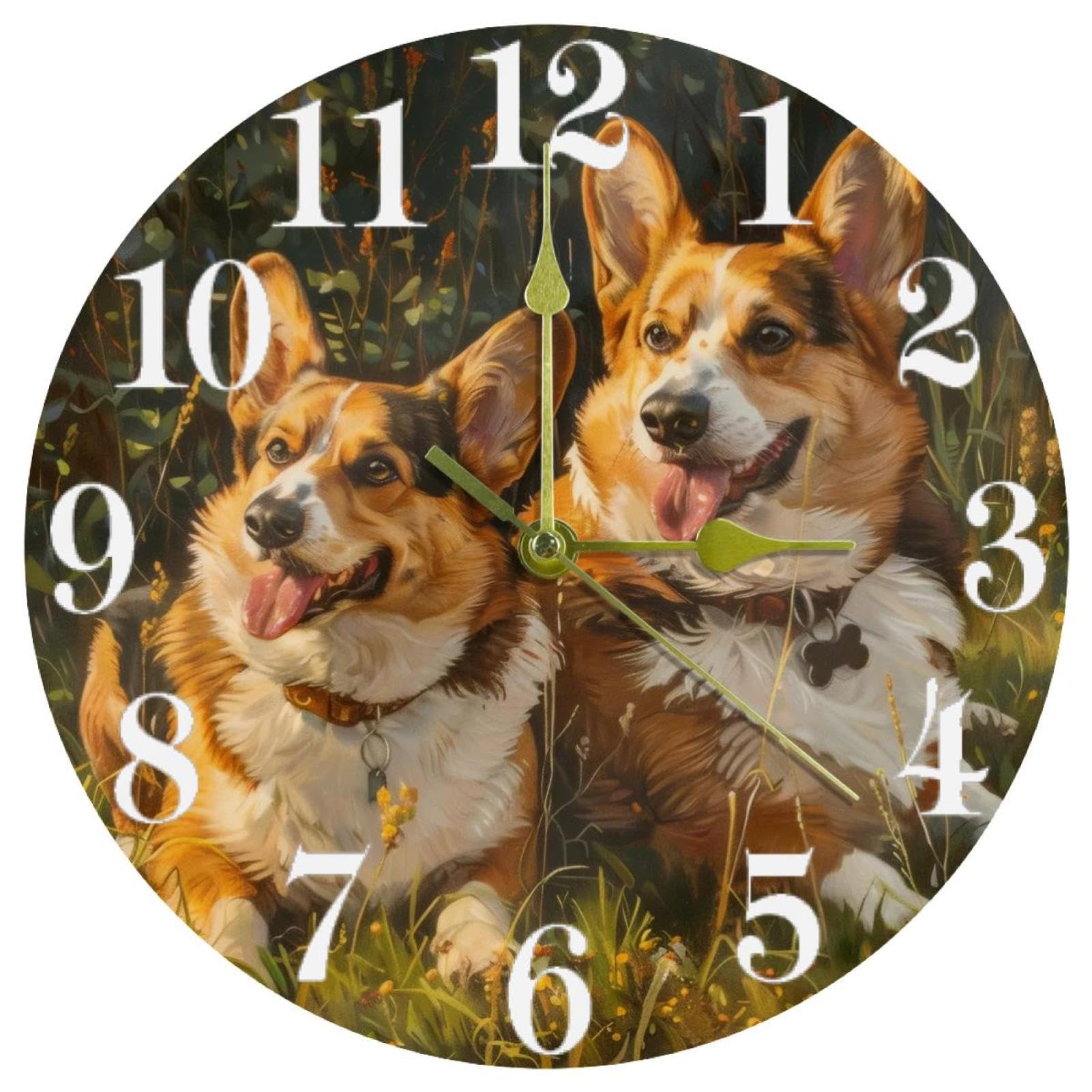 Horloge Corgis décorative pour cuisine et bureau avec mécanisme à pile